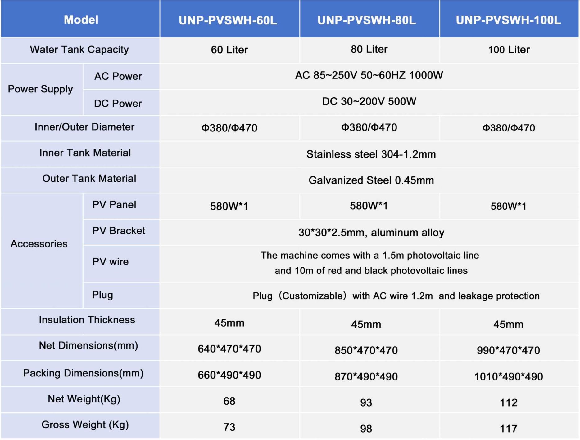 Hybrid ACDC Solar Water Heater (WiFi) PVSWH Series